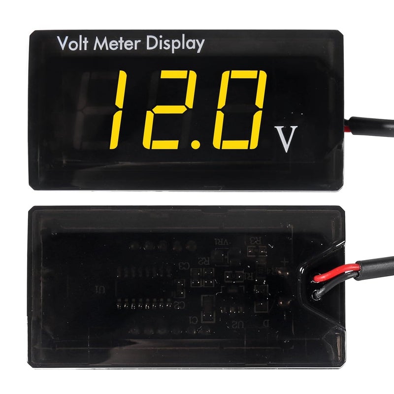 XIITIA DC 12V Car Digital Voltmeter LED Display DC 5-28V Voltage Volt Meter Waterproof Gauge for Car Motorcycle (Yellow) - Image 3